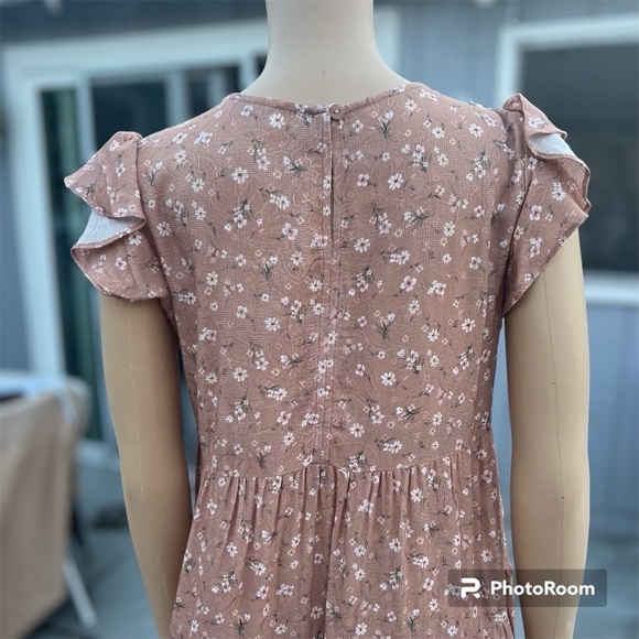 Ditsy print light brown mini dress - Picture 9 of 10